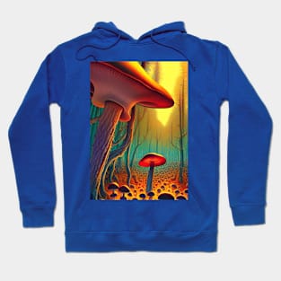 DREAMY SURREAL RED MUSHROOMS AT SUNRISE Hoodie